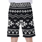 Black And White Aztec Pattern Print Men's Beach Shorts