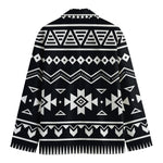 Black And White Aztec Pattern Print Men's Blazer