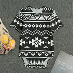 Black And White Aztec Pattern Print Men's Bodysuit