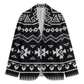 Black And White Aztec Pattern Print Men's Cotton Blazer