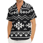Black And White Aztec Pattern Print Men's Deep V-Neck Shirt