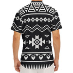 Black And White Aztec Pattern Print Men's Deep V-Neck Shirt