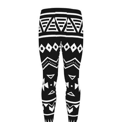 Black And White Aztec Pattern Print Men's leggings