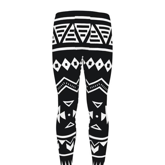 Black And White Aztec Pattern Print Men's leggings