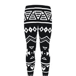 Black And White Aztec Pattern Print Men's leggings