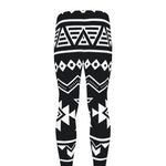Black And White Aztec Pattern Print Men's leggings