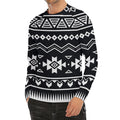 Black And White Aztec Pattern Print Men's Long Sleeve Rash Guard