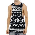 Black And White Aztec Pattern Print Men's Muscle Tank Top