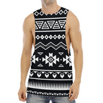 Black And White Aztec Pattern Print Men's Muscle Tank Top