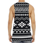 Black And White Aztec Pattern Print Men's Muscle Tank Top
