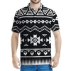 Black And White Aztec Pattern Print Men's Polo Shirt