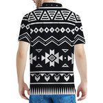 Black And White Aztec Pattern Print Men's Polo Shirt