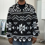 Black And White Aztec Pattern Print Men's Shirt Jacket