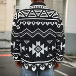 Black And White Aztec Pattern Print Men's Shirt Jacket