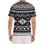 Black And White Aztec Pattern Print Men's Short Sleeve Rash Guard
