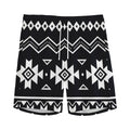 Black And White Aztec Pattern Print Men's Athletic Shorts