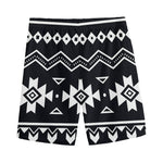Black And White Aztec Pattern Print Men's Sports Shorts