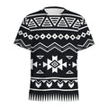 Black And White Aztec Pattern Print Men's Athletic T-Shirt