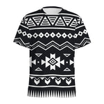 Black And White Aztec Pattern Print Men's Sports T-Shirt