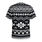 Black And White Aztec Pattern Print Men's Sports T-Shirt