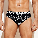 Black And White Aztec Pattern Print Men's Swim Briefs