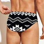 Black And White Aztec Pattern Print Men's Swim Briefs