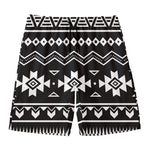Black And White Aztec Pattern Print Men's Swim Trunks