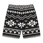 Black And White Aztec Pattern Print Men's Swim Trunks