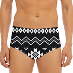 Black And White Aztec Pattern Print Men's Triangle Swim Briefs