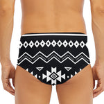Black And White Aztec Pattern Print Men's Triangle Swim Briefs