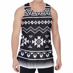 Black And White Aztec Pattern Print Men's Velvet Tank Top