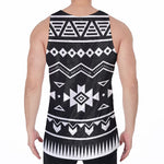 Black And White Aztec Pattern Print Men's Velvet Tank Top