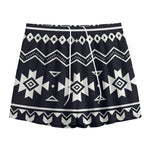 Black And White Aztec Pattern Print Mesh Shorts