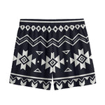 Black And White Aztec Pattern Print Mesh Shorts
