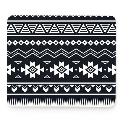 Black And White Aztec Pattern Print Mouse Pad