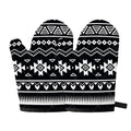 Black And White Aztec Pattern Print Oven Mitts