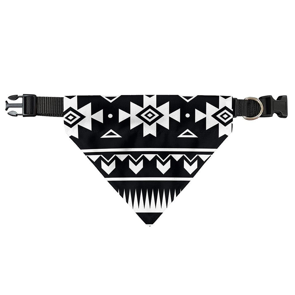 Black And White Aztec Pattern Print Over The Collar Dog Bandana