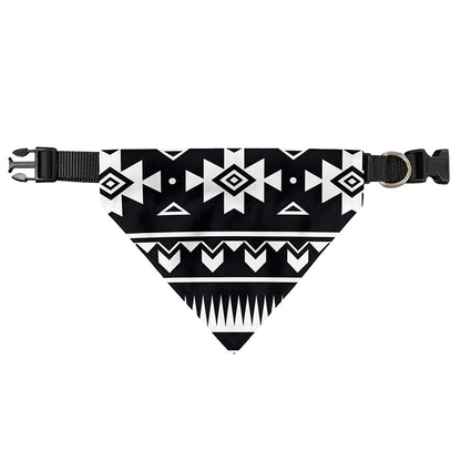 Black And White Aztec Pattern Print Over The Collar Dog Bandana