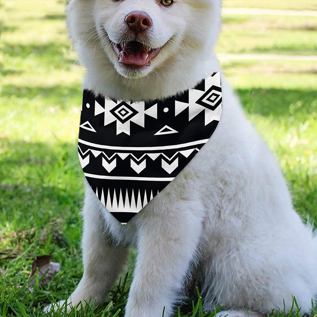 Black And White Aztec Pattern Print Over The Collar Dog Bandana