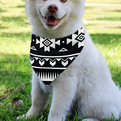 Black And White Aztec Pattern Print Over The Collar Dog Bandana