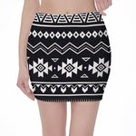 Black And White Aztec Pattern Print Pencil Mini Skirt
