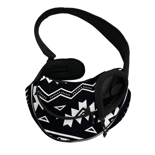 Black And White Aztec Pattern Print Pet Sling Carrier