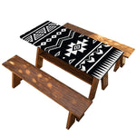 Black And White Aztec Pattern Print Picnic Table Cover