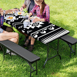 Black And White Aztec Pattern Print Picnic Table Cover