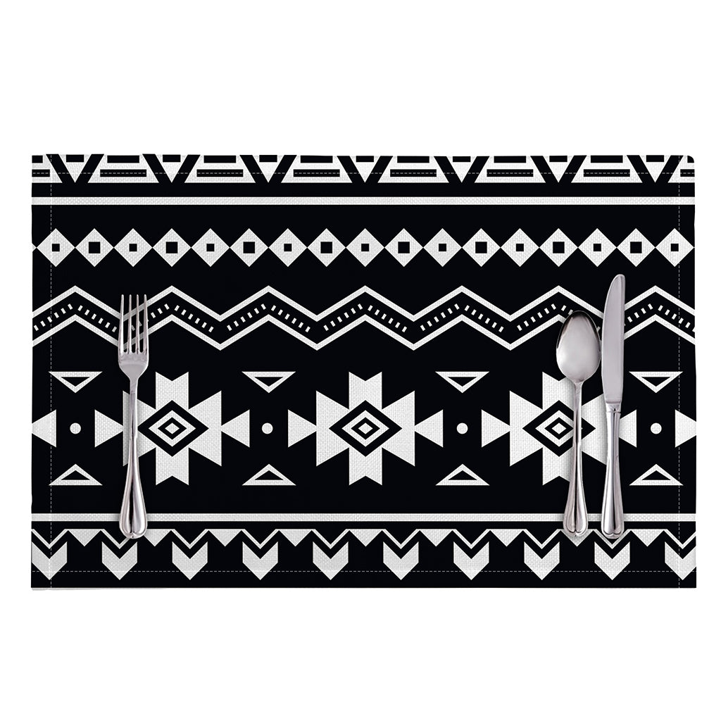 Black And White Aztec Pattern Print Placemat