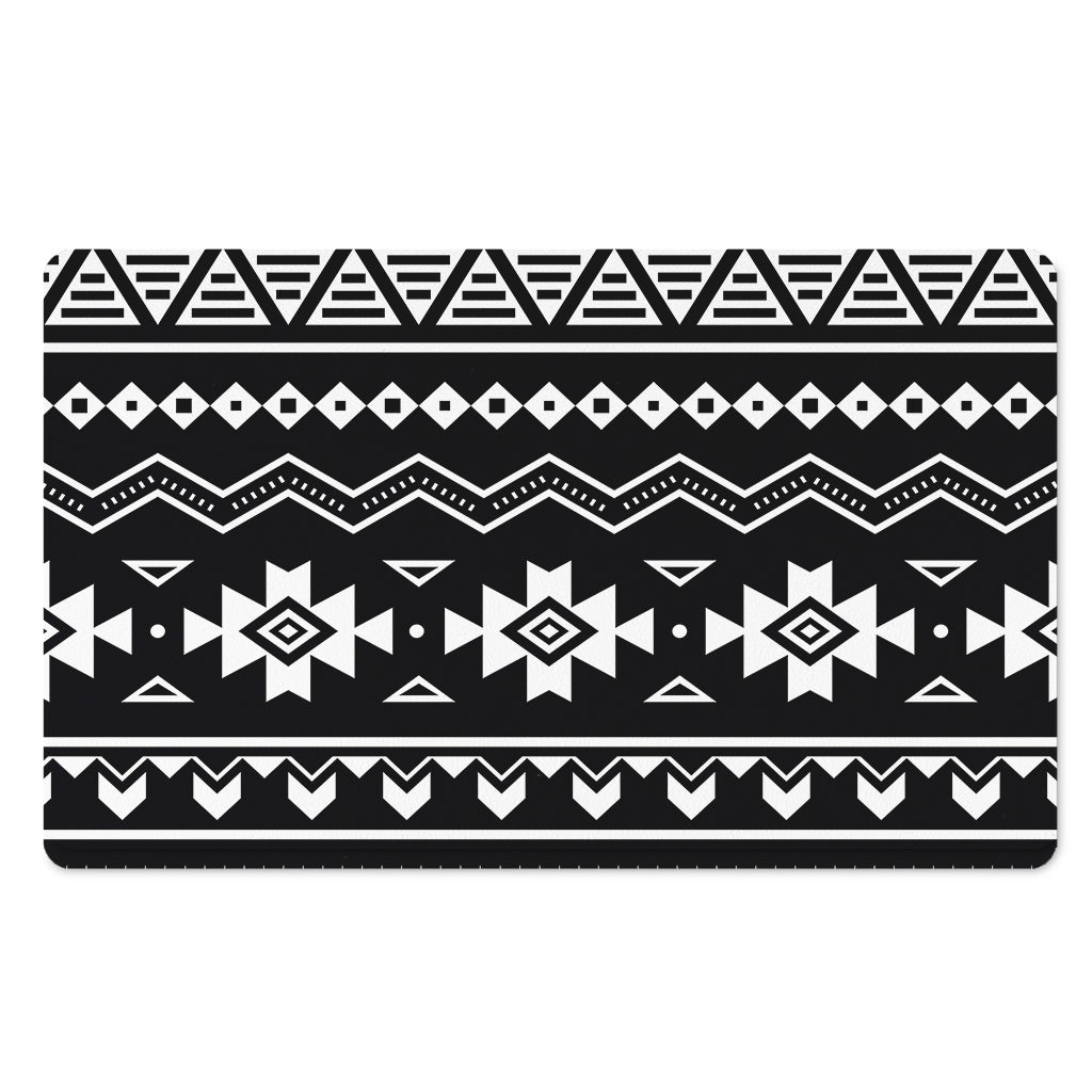Black And White Aztec Pattern Print Polyester Doormat