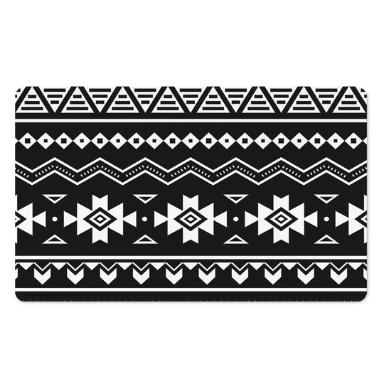 Black And White Aztec Pattern Print Polyester Doormat