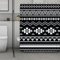 Black And White Aztec Pattern Print Polyester Shower Curtain