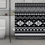 Black And White Aztec Pattern Print Polyester Shower Curtain