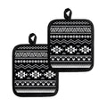 Black And White Aztec Pattern Print Pot Holders